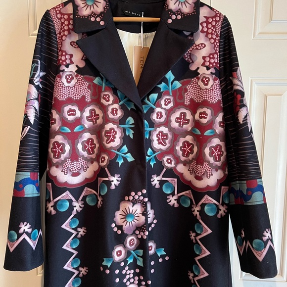 Tendency Ladies XL long coat with lining, black floral - Picture 6 of 12